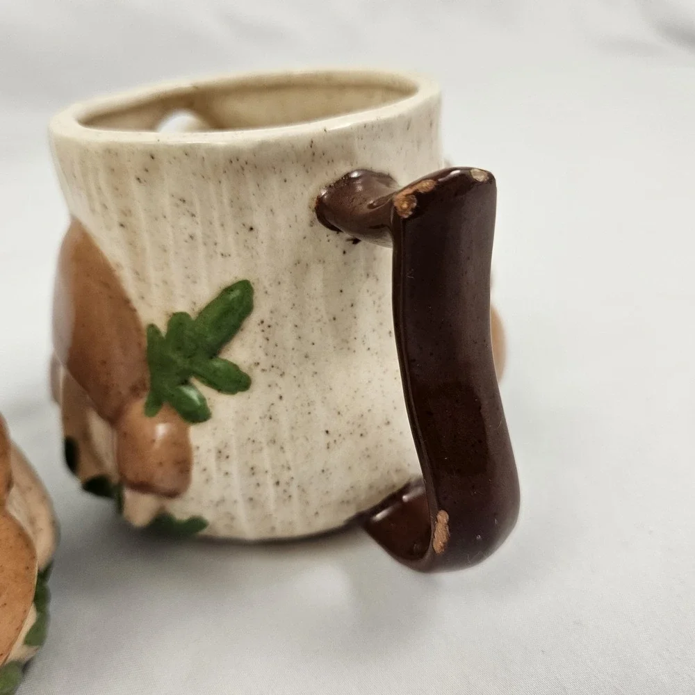 Arnel's Sugar & Creamer Set 3D Mushroom Ceramic 1970's Vintage MCM Kitschy Retro